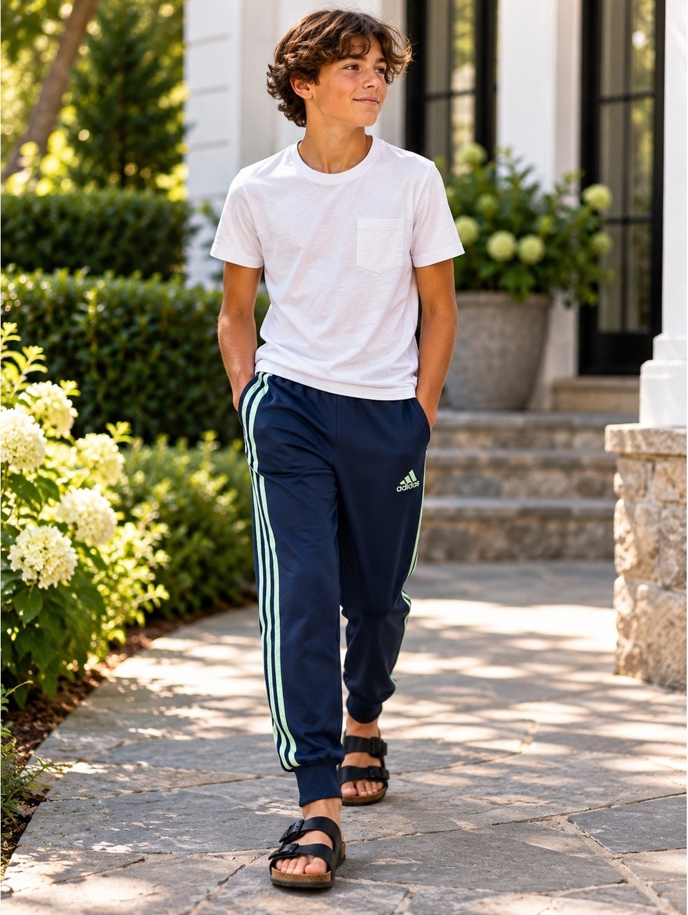Adidas Boys Navy Blue Regular Fit Tracksuit Pants Size M 10/12